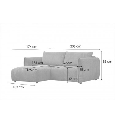 Ecksofa links 3-Sitzer TAUER Ecksofa 200cm