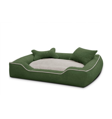 Hundebett & Katzenbett 100x80 cm Grün-Beige | Modell Bonnie | Wozimo