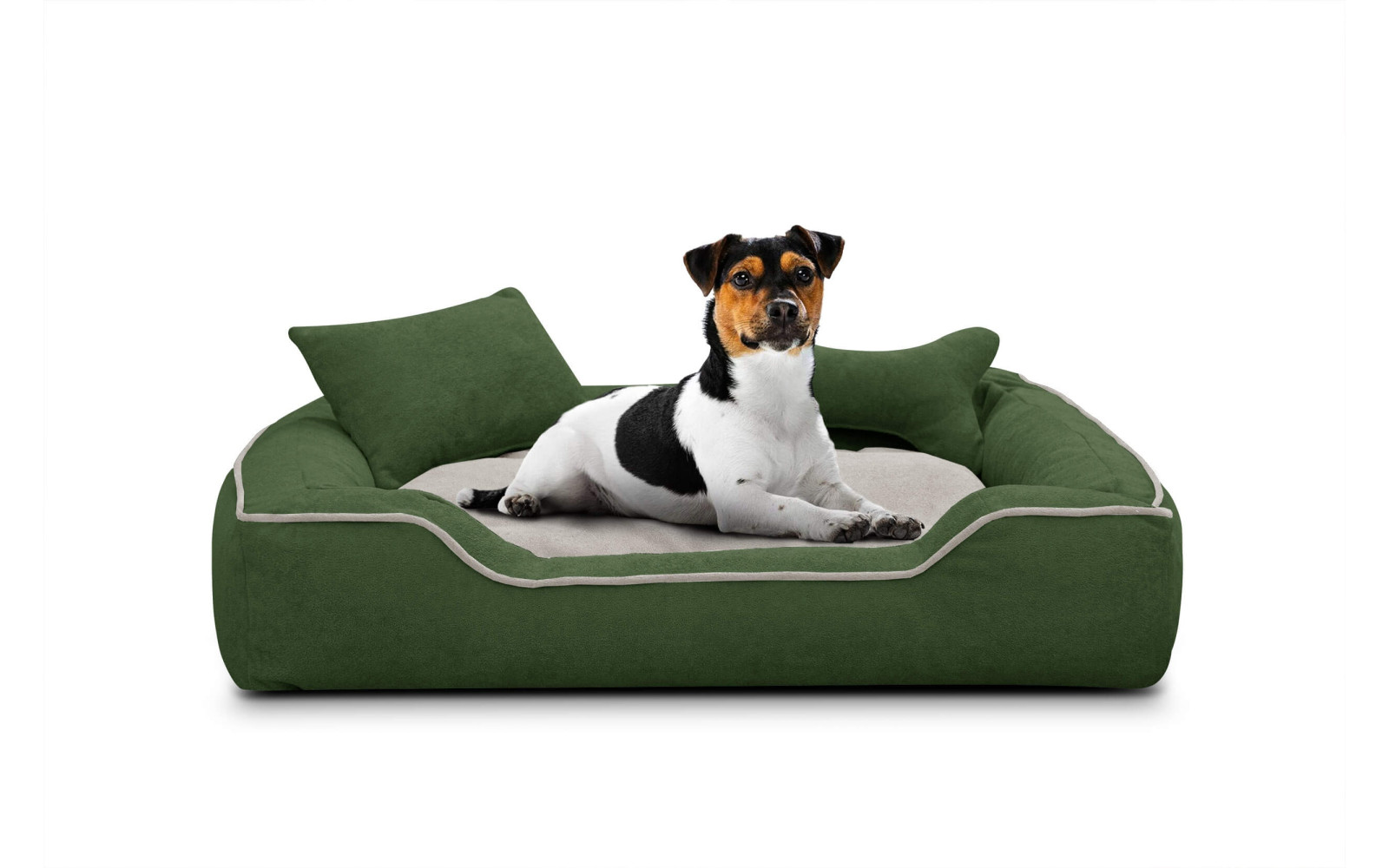 Hundebett & Katzenbett 100x80 cm Grün-Beige | Modell Bonnie | Wozimo