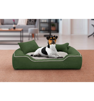 Hundebett & Katzenbett 100x80 cm Grün-Beige | Modell Bonnie | Wozimo
