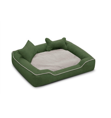 Hundebett & Katzenbett 100x80 cm Grün-Beige | Modell Bonnie | Wozimo