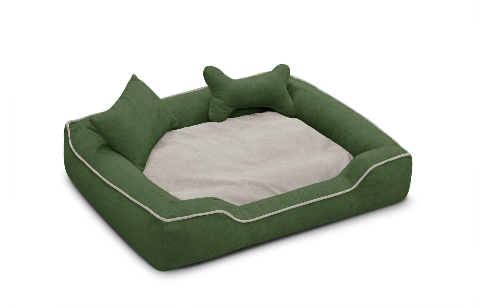 Hundebett & Katzenbett 100x80 cm Grün-Beige | Modell Bonnie | Wozimo