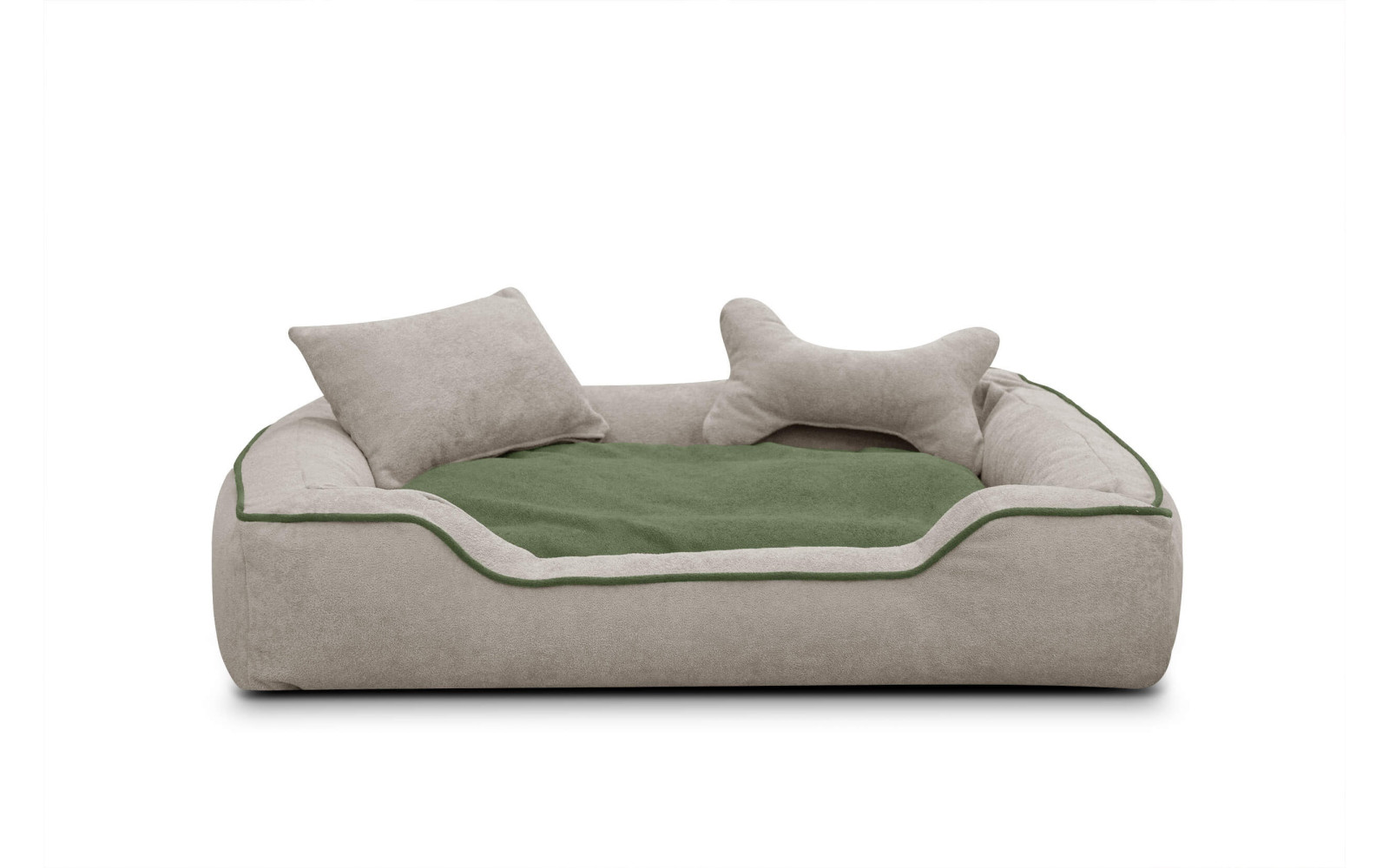 Hundebett / Katzenbett 100 x 80 cm hellbeige + grün BONNIE