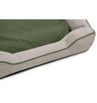 Hundebett / Katzenbett 100 x 80 cm hellbeige + grün BONNIE