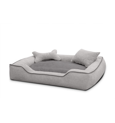 Hundebett / Katzenbett 100 x 80 cm hellgrau + grau BONNIE