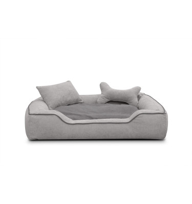 Hundebett / Katzenbett 100 x 80 cm hellgrau + grau BONNIE
