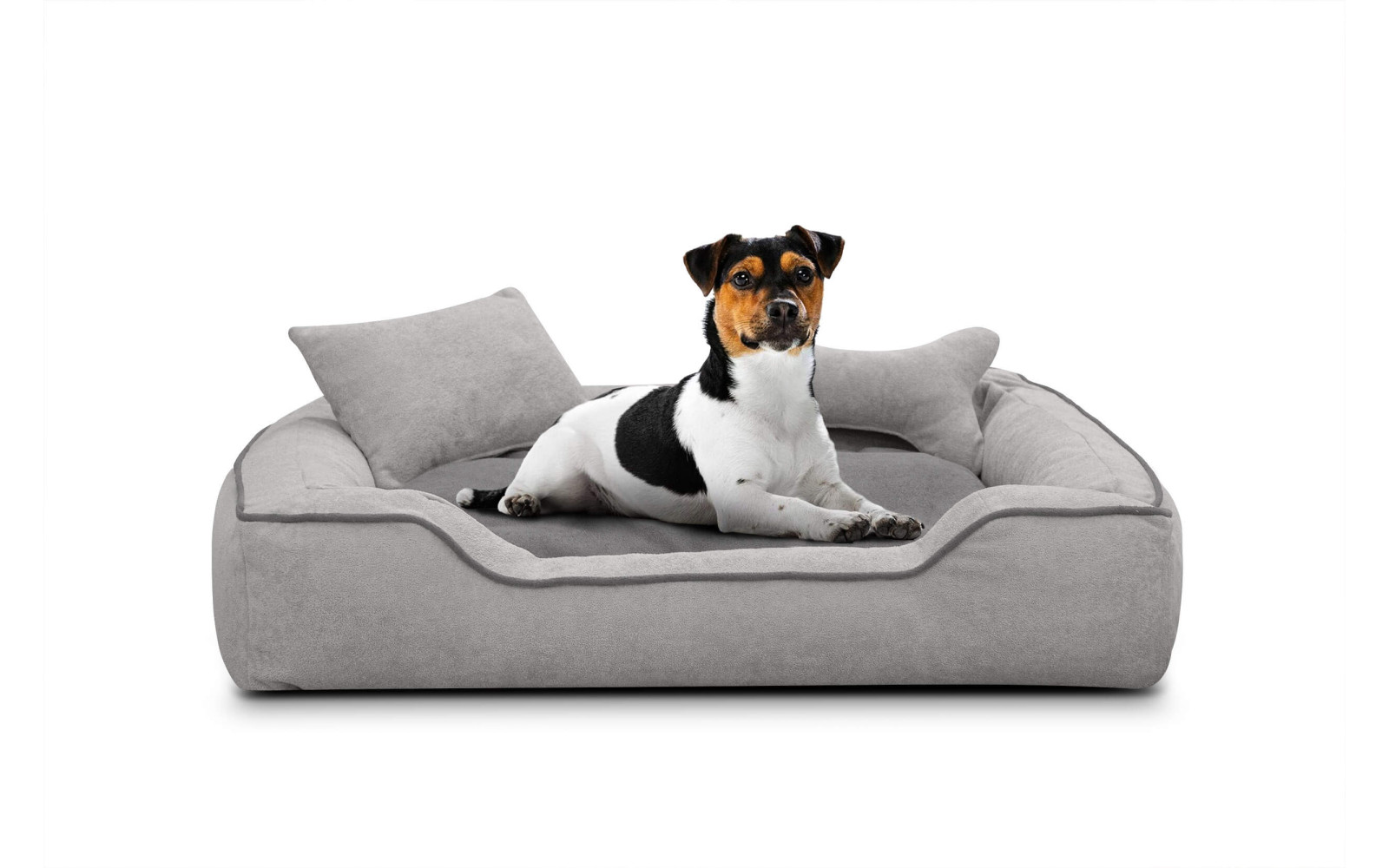 Hundebett / Katzenbett 100 x 80 cm hellgrau + grau BONNIE