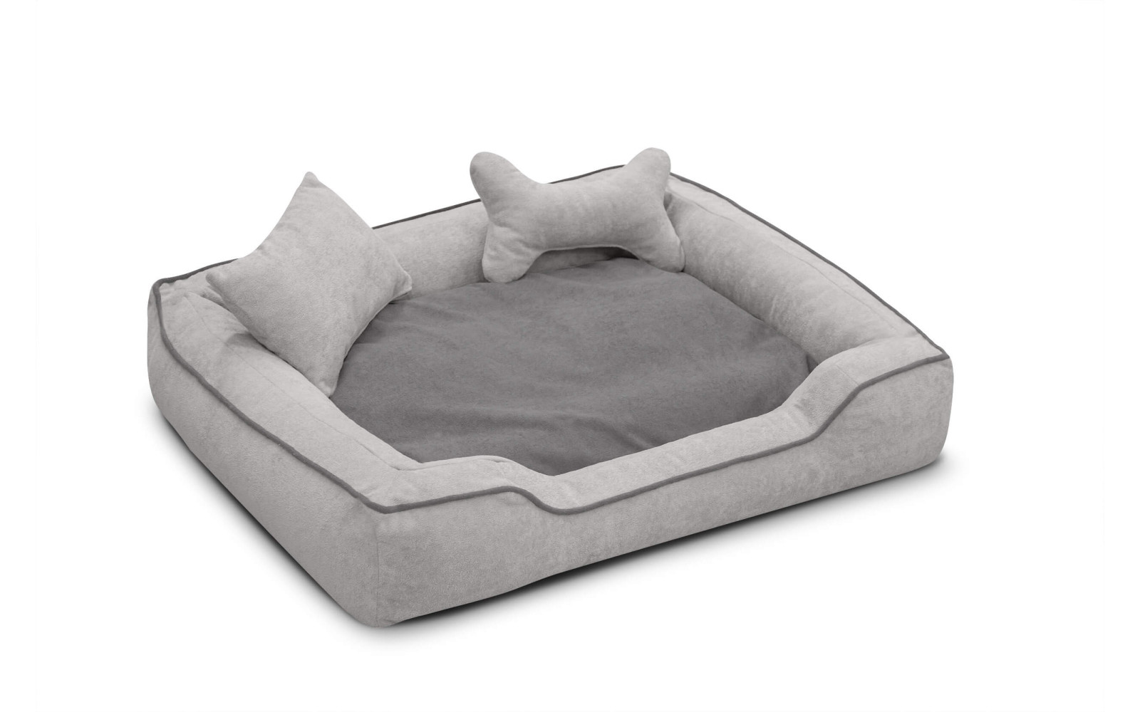 Hundebett / Katzenbett 100 x 80 cm hellgrau + grau BONNIE