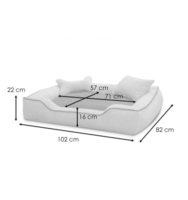 Hundebett & Katzenbett 100x80 cm Beige-Rot | Modell Bonnie | Wozimo