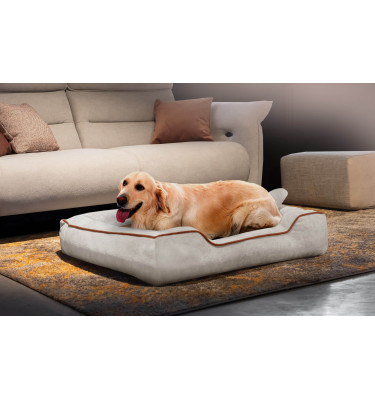 Hundebett & Katzenbett 100x80 cm Beige-Rot | Modell Bonnie | Wozimo