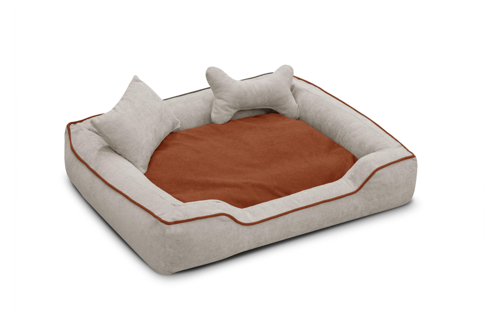 Hundebett & Katzenbett 100x80 cm Beige-Rot | Modell Bonnie | Wozimo