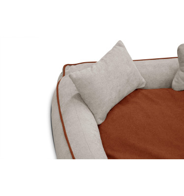 Hundebett & Katzenbett 100x80 cm Beige-Rot | Modell Bonnie | Wozimo