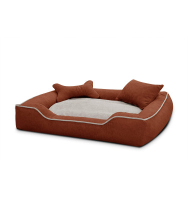 Tierbett Bonnie 100x80 cm rot-hellbeige kaufen | Wozimo