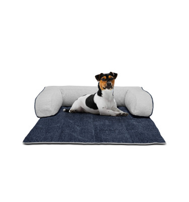 Hundebett & Katzenbett 100x120 cm Blau-Grau | Modell Dina | Wozimo