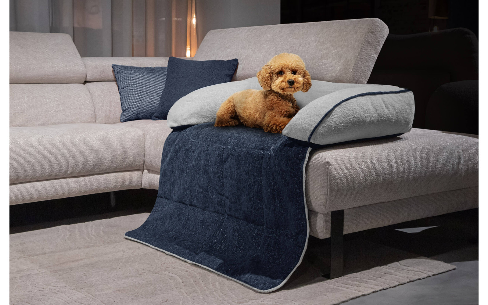 Hundebett & Katzenbett 100x120 cm Blau-Grau | Modell Dina | Wozimo