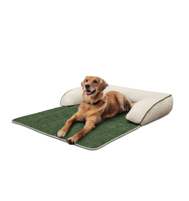 Hundebett / Katzenbett 100 x 120 cm grün + hellbeige DINA