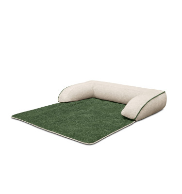 Hundebett / Katzenbett 100 x 120 cm grün + hellbeige DINA