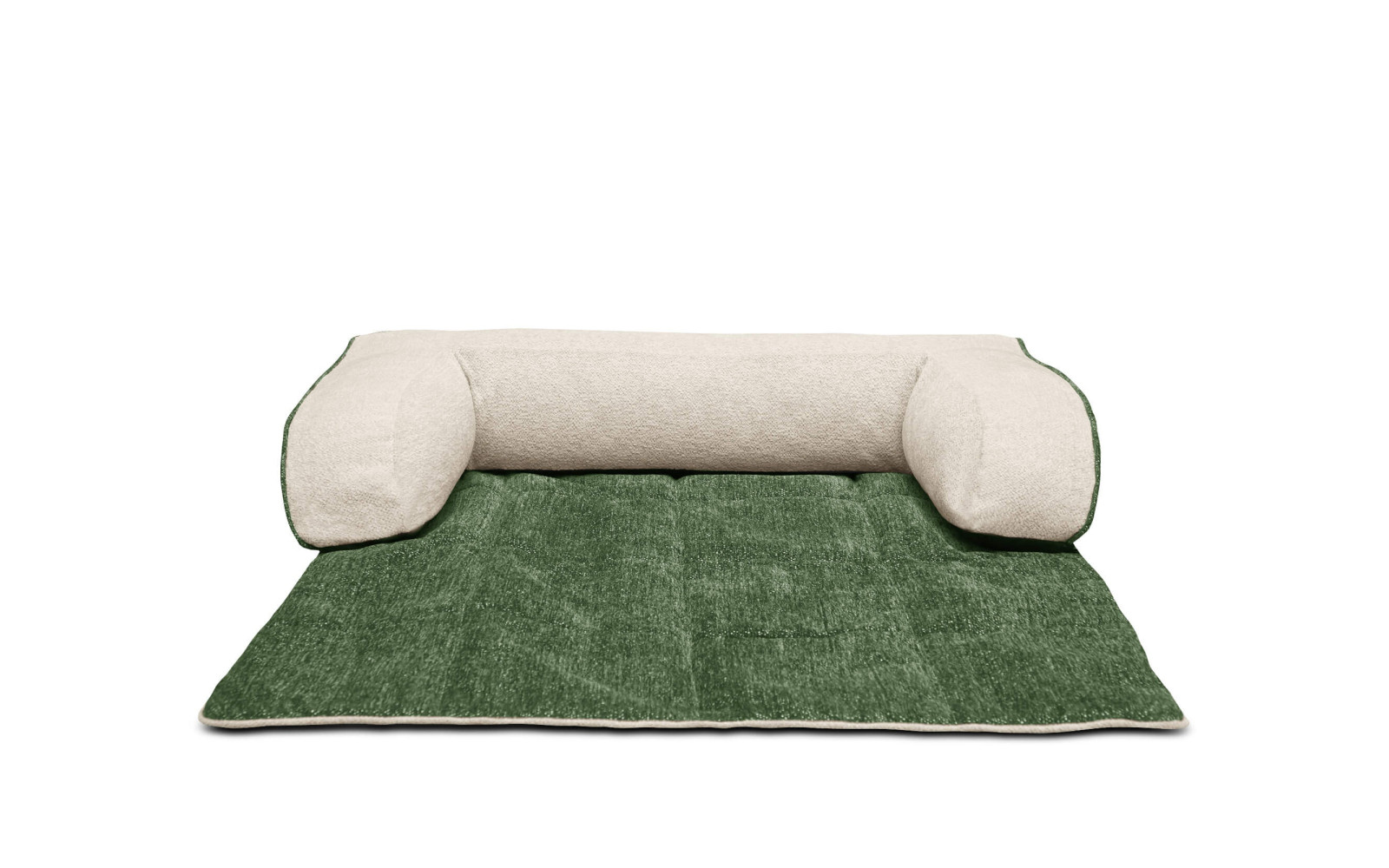 Hundebett / Katzenbett 100 x 120 cm grün + hellbeige DINA