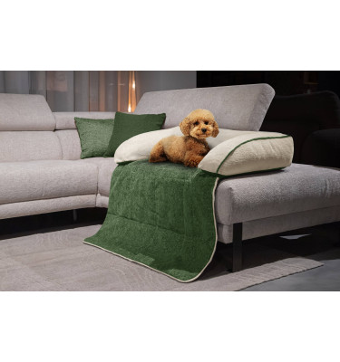 Hundebett / Katzenbett 100 x 120 cm grün + hellbeige DINA