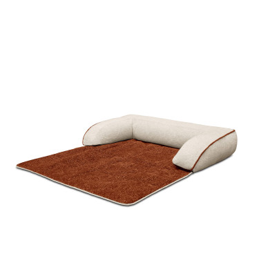 Hundebett / Katzenbett 100 x 120 cm orange + hellbeige DINA