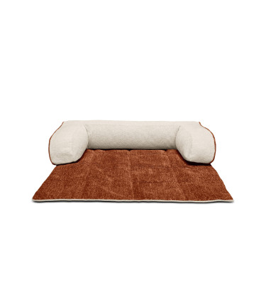 Hundebett / Katzenbett 100 x 120 cm orange + hellbeige DINA