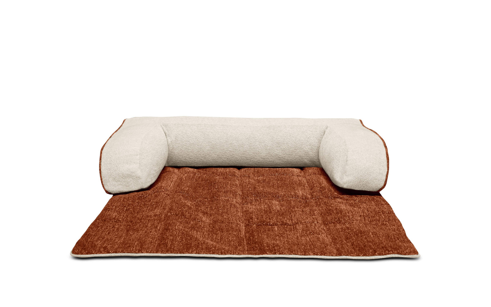 Hundebett / Katzenbett 100 x 120 cm orange + hellbeige DINA