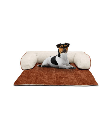 Hundebett / Katzenbett 100 x 120 cm orange + hellbeige DINA