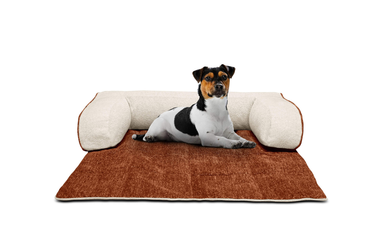 Hundebett / Katzenbett 100 x 120 cm orange + hellbeige DINA