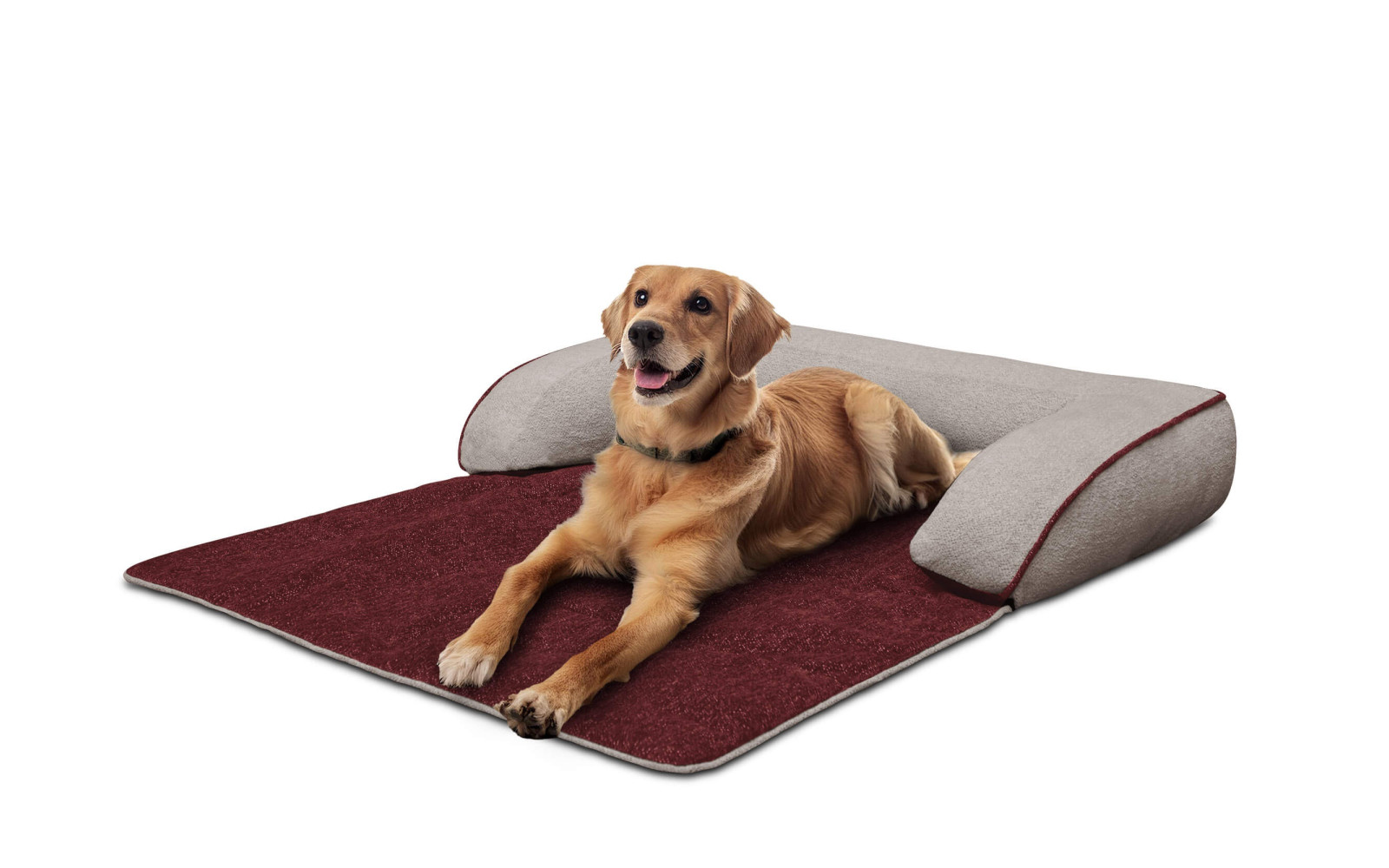 Hundebett / Katzenbett 100 x 120 cm rot + beige DINA
