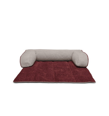 Hundebett / Katzenbett 100 x 120 cm rot + beige DINA