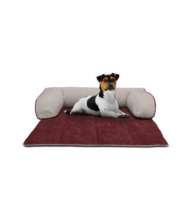 Hundebett / Katzenbett 100 x 120 cm rot + beige DINA