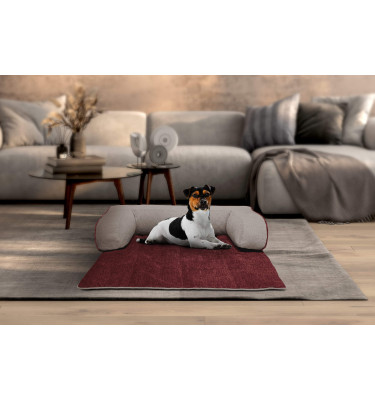 Hundebett / Katzenbett 100 x 120 cm rot + beige DINA