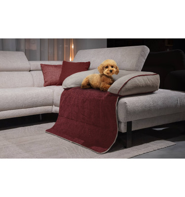Hundebett / Katzenbett 100 x 120 cm rot + beige DINA