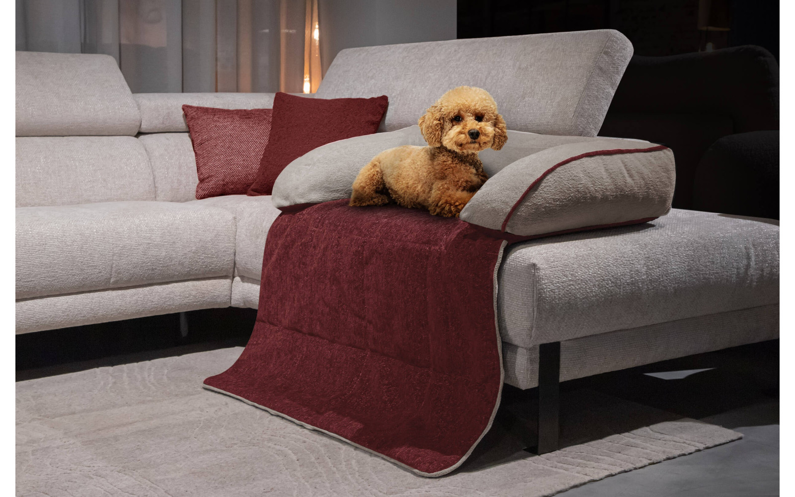 Hundebett / Katzenbett 100 x 120 cm rot + beige DINA