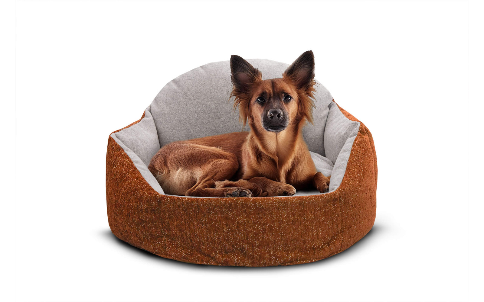 Hundebett & Katzenbett 70x55 cm Orange-Grau | Modell Mickey | Wozimo