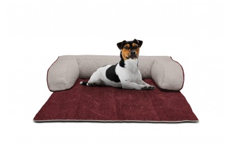 Hundebett / Katzenbett 100 x 120 cm rot + beige DINA