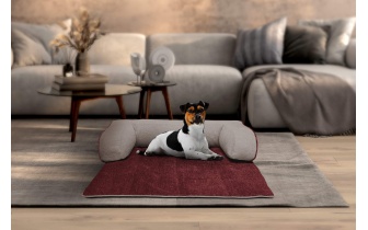 Hundebett / Katzenbett 100 x 120 cm rot + beige DINA