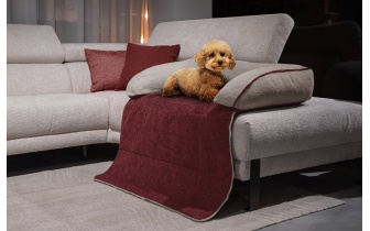 Hundebett / Katzenbett 100 x 120 cm rot + beige DINA