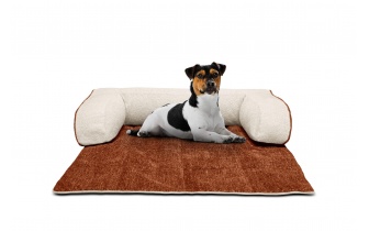 Hundebett / Katzenbett 100 x 120 cm orange + hellbeige DINA