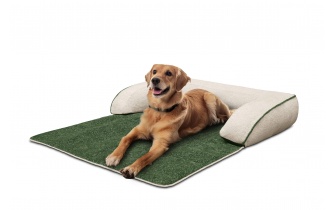 Hundebett / Katzenbett 100 x 120 cm grün + hellbeige DINA