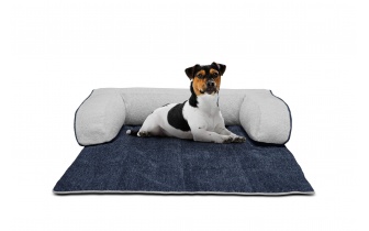 Hundebett / Katzenbett 100 x 120 cm blau + hellgrau DINA