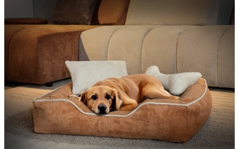 Hundebett / Katzenbett 80 x 70 cm orange + hellbeige BONNIE