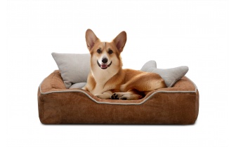 Hundebett / Katzenbett 80 x 70 cm orange + hellbeige BONNIE