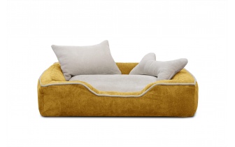 Hundebett / Katzenbett 80 x 70 cm gelb + ecru BONNIE