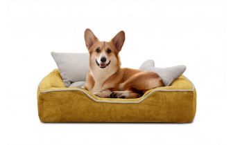 Hundebett / Katzenbett 80 x 70 cm gelb + ecru BONNIE