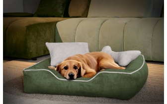 Hundebett / Katzenbett 80 x 70 cm dunkelgrün + hellbeige BONNIE