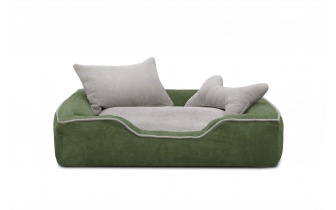 Hundebett / Katzenbett 80 x 70 cm dunkelgrün + hellbeige BONNIE