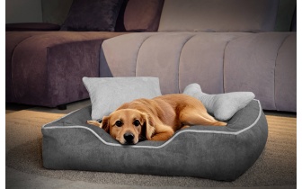 Hundebett / Katzenbett 80 x 70 cm dunkelgrau + hellgrau BONNIE