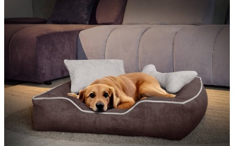 Hundebett / Katzenbett 80 x 70 cm braun + hellbeige BONNIE
