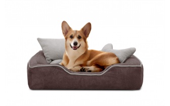 Hundebett / Katzenbett 80 x 70 cm braun + hellbeige BONNIE